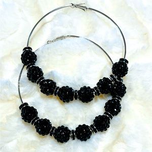 Extra large hoops with rhinestone beads New